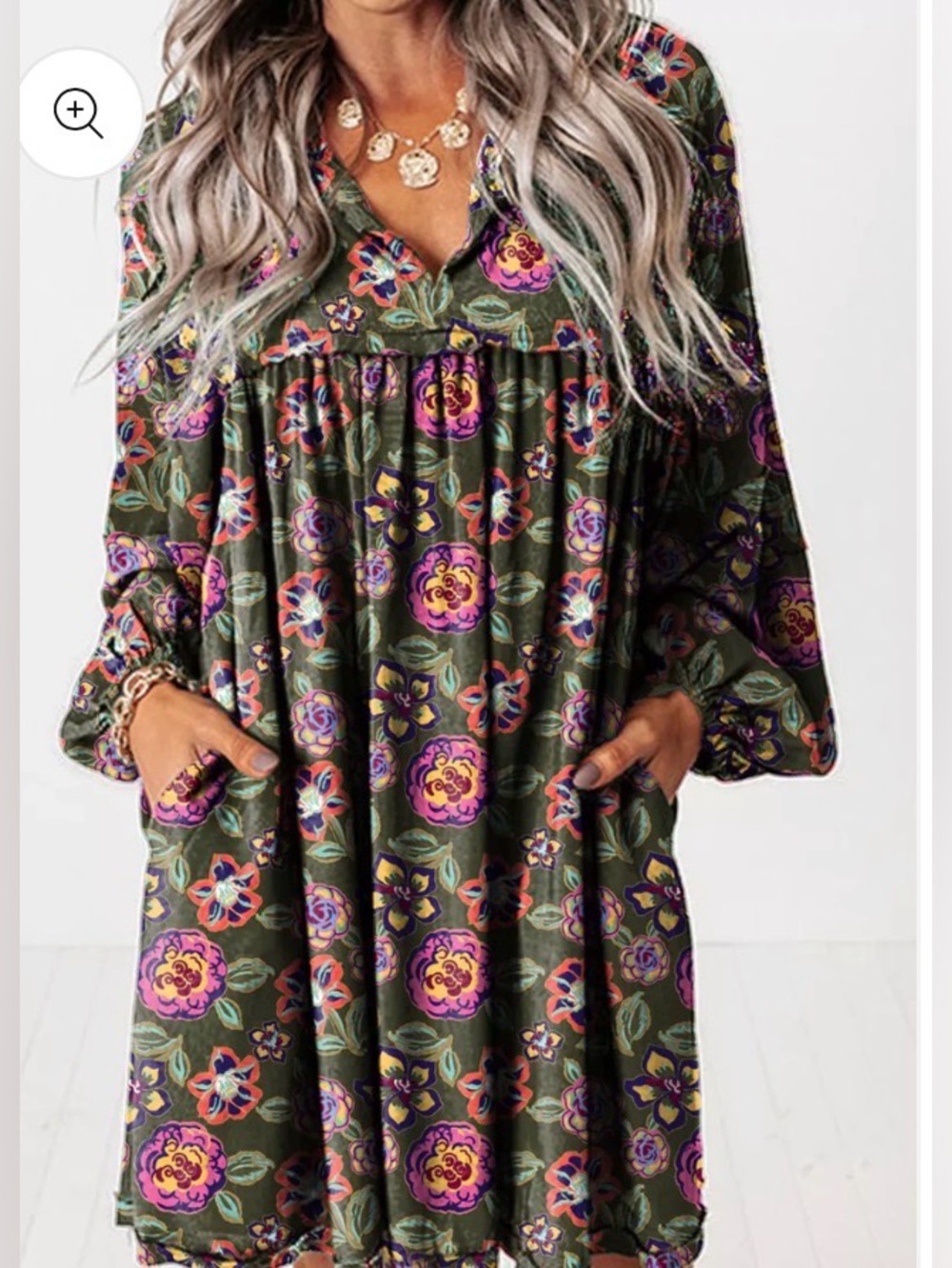Floral Print Split Neck Bubble Sleeve babydoll
Mini Dress